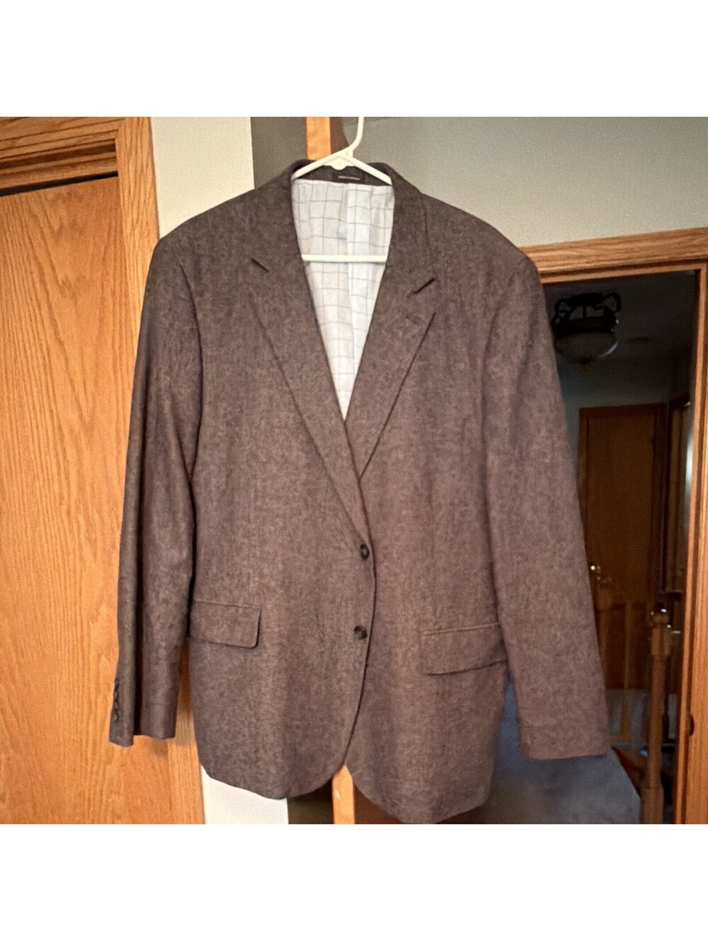 Stafford Men’s Classic Fit Gray Tweed Sport Coat Jacket 48R Linen Cotton